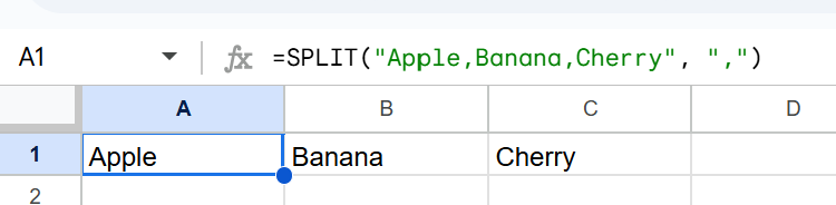 google sheets split function